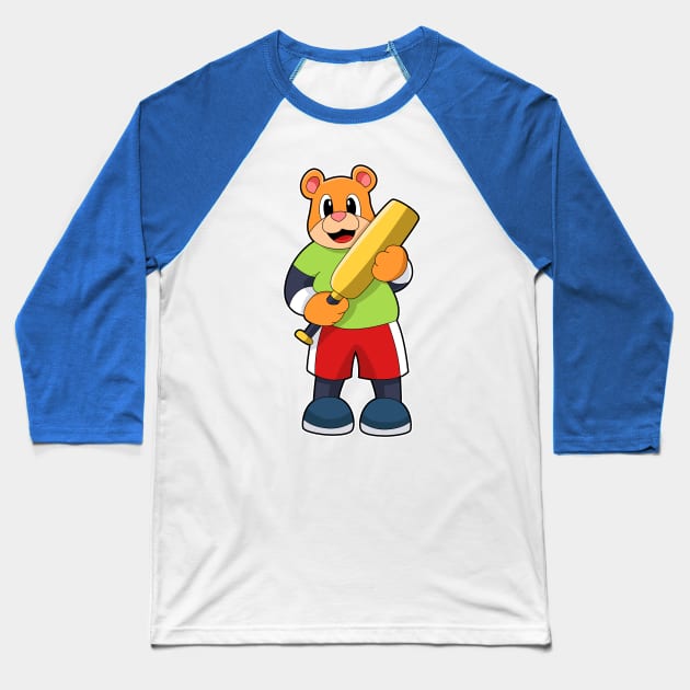 Bear at Cricket with Cricket bat Baseball T-Shirt by Markus Schnabel